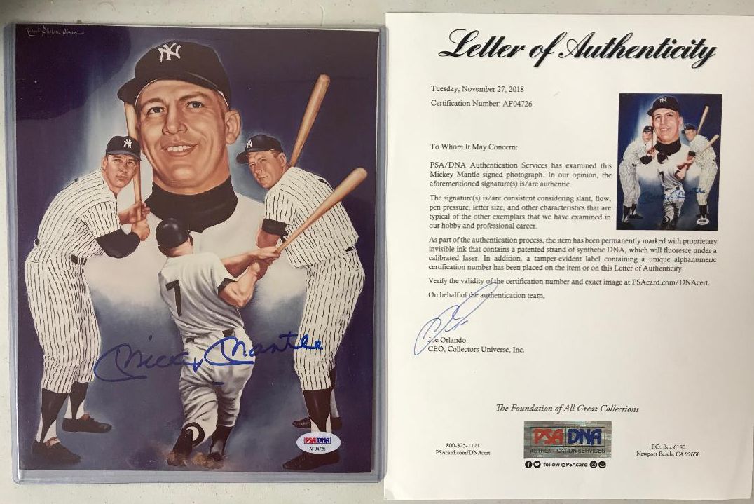 Yankees Legends Sheet Autographed 8x10