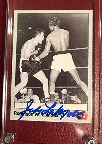 Jake LaMotta Signed Autographed 1991 AW Sports Boxing Card In Heavy Screw-Down Holder