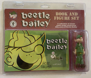 Mort Walker (d. 2018) Signed Autographed "Beetle Bailey" Beetle Bailey Book & Figure Set Unopened - Lifetime COA