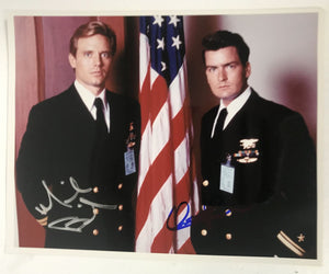 Charlie Sheen & Michael Biehn Signed Autographed "Navy Seals" Glossy 8x10 Photo - COA Matching Holograms