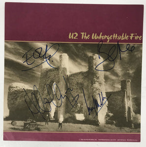 U2 Band Signed Autographed "The Unforgettable Fire" 12x12 Album Promo Photo - COA Matching Holograms