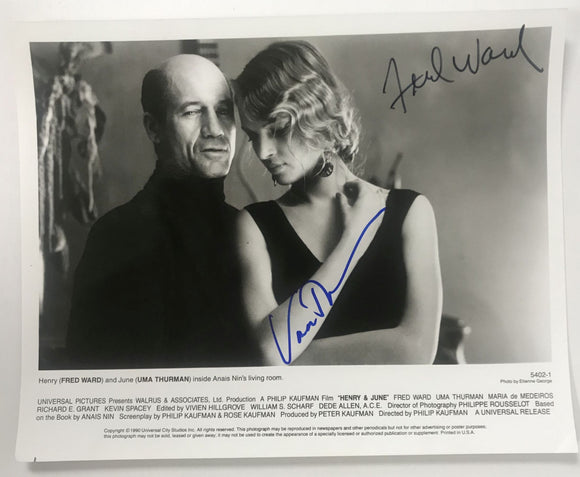 Fred Ward & Uma Thurman Signed Autographed 