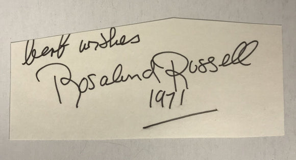Rosalind Russell (d. 1976) Signed Autographed Vintage 2x5 Signature Cut - COA Matching Holograms