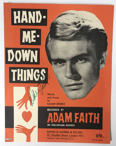 Adam Faith (d. 2003) Signed Autographed Vintage "Hand Me Down Things" Song Sheet - Lifetime COA