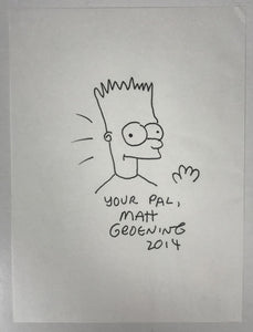 Matt Groening Signed Autographed 6x8 Original "The Simpsons" Bart Simpson Artwork - Lifetime COA