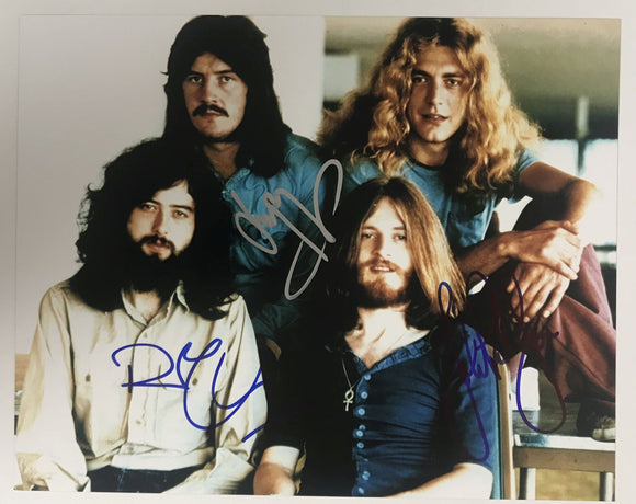 Robert Plant, John Paul Jones & Jimmy Page Signed Autographed 