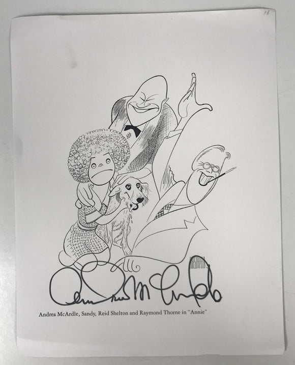 Andrea McArdle Signed Autographed 8.5x11 Al Hirschfeld 