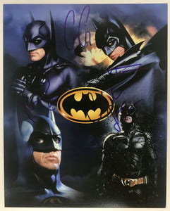 Michael Keaton, George Clooney, Val Kilmer & Christian Bale Signed Autographed "Batman" Glossy 8x10 Photo - Lifetime COA