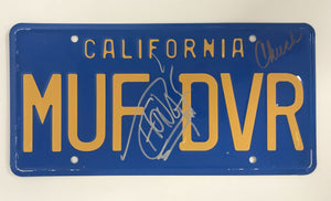 Cheech Marin & Tommy Chong Signed Autographed "MUF DVR" Cheech & Chong Metal License Plate - Lifetime COA (Copy)