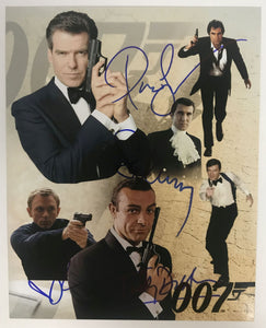 Connery, Dalton, Brosnan & Craig Signed Autographed "James Bond" Glossy 8x10 Photo - Lifetime COA