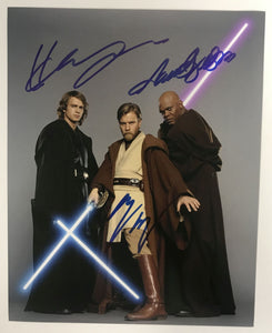 Ewan McGregor, Hayden Christensen & Samuel L. Jackson Signed Autographed "Star Wars" Glossy 8x10 Photo