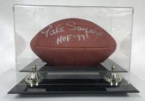 Gale Sayers (d. 2020) Signed Autographed "HOF 77" Full-Sized Wilson NFL Football In Display Case - Mueller COA