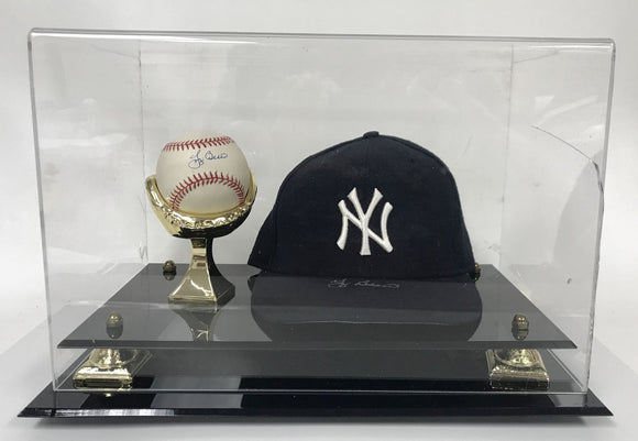 Yogi Berra Signed Autographed Official American League (OAL) Baseball & Yankees Cap In Case - Mueller COA