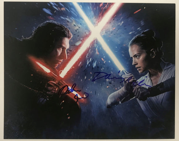Daisy Ridley & Adam Driver Signed Autographed 