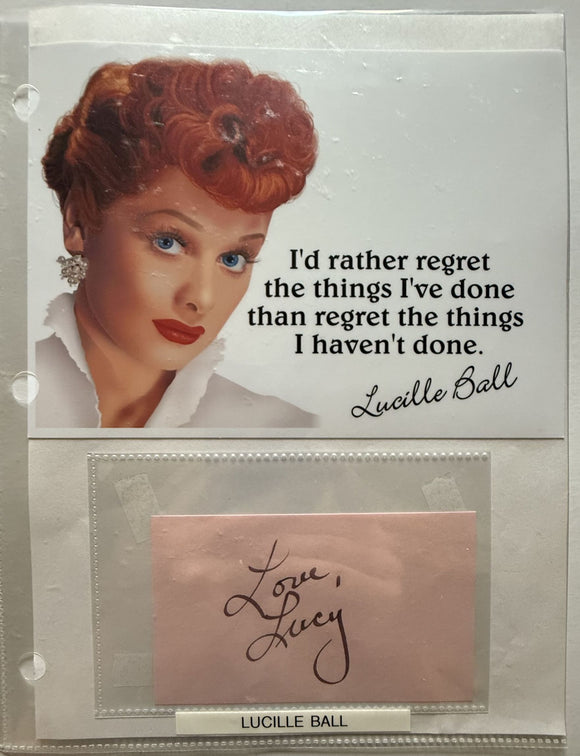 Lucille Ball (d. 1989) Signed Autographed 8.5x11 Signature Display - Lifetime COA