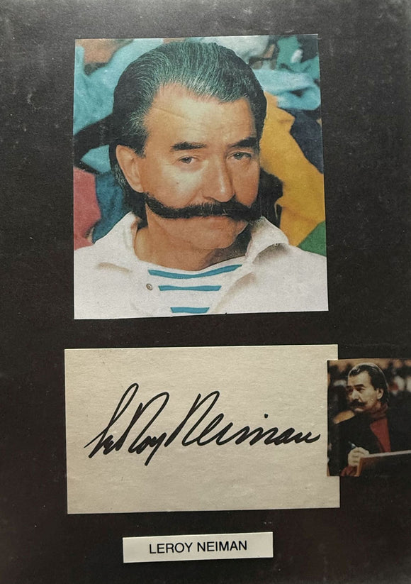 LeRoy Neiman (d. 2012) Signed Autographed 8.5x11 Signature Display - Lifetime COA