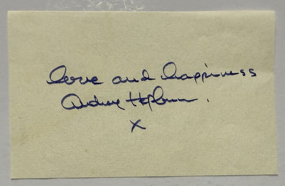 Audrey Hepburn (d. 1993) Signed Autographed Vintage 3x5 Signature Page