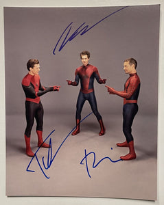 Tobey Maguire, Andrew Garfield & Tom Holland Signed Autographed "Spider-Man" Glossy 8x10 Photo - Lifetime COA