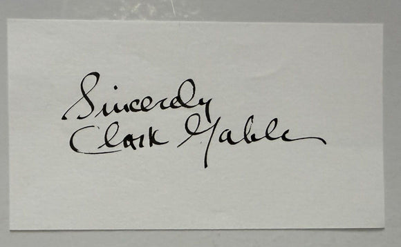 Clark Gable (d. 1960) Signed Autographed Vintage 2.5x5 Signature Page