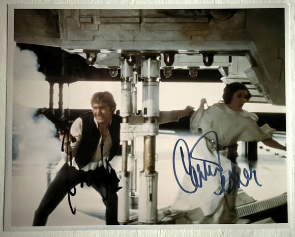 Harrison Ford & Carrie Fisher Signed Autographed 
