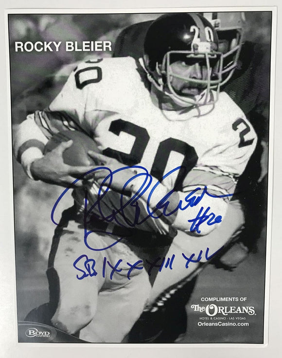 Rocky Bleier Signed Autographed 8.5x11 Cardstock Photo Pittsburgh Steelers - Mueller Authenticated