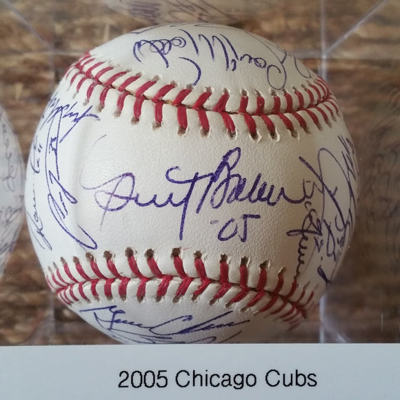 2005 Chicago Cubs Team Signed Autographed Official Major League (OML) Baseball - Dusty Baker, Nomar, Lee, Zambrano, Prior, More