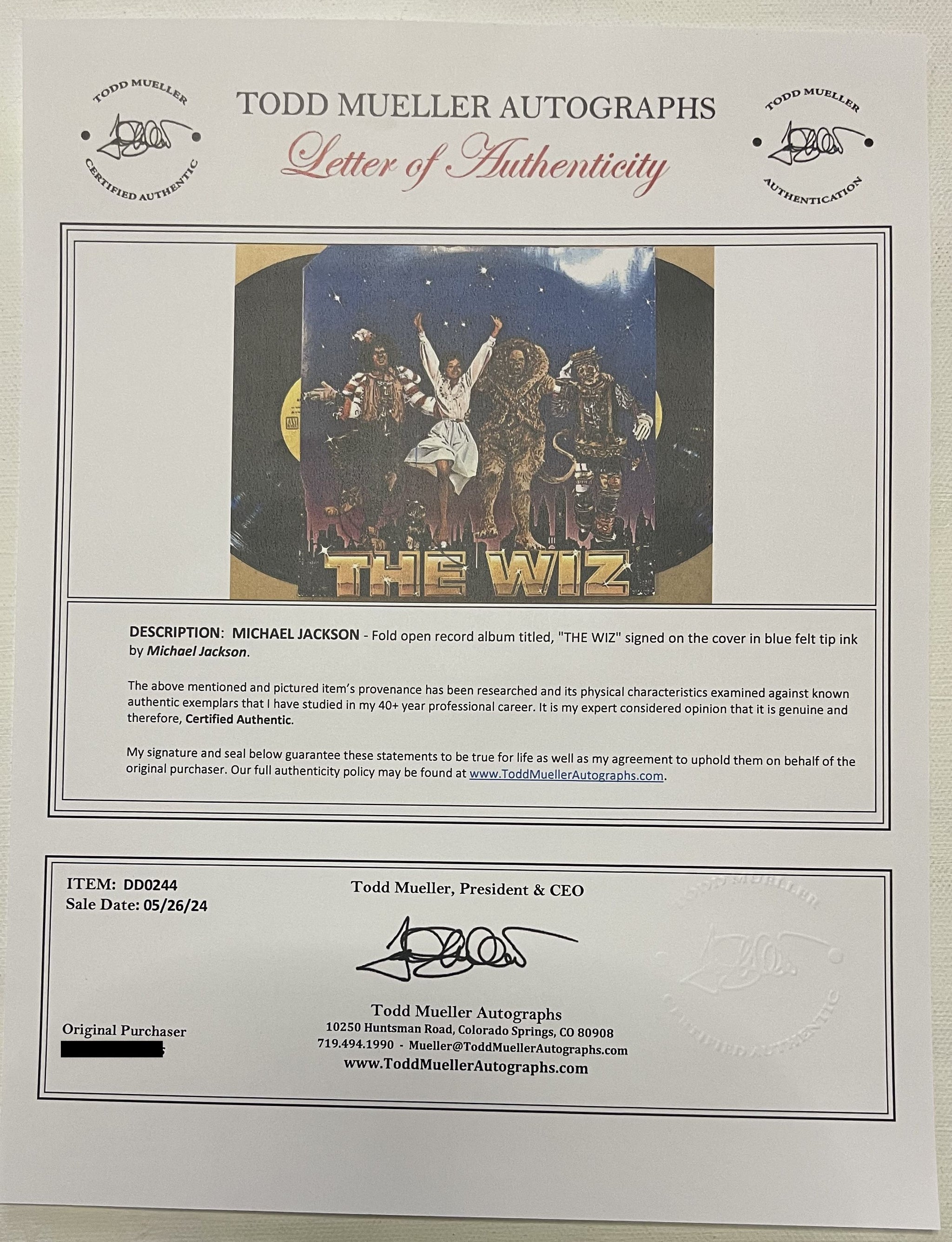 Michael Jackson Signed Autographed 