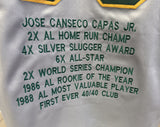 Jose Canseco Signed Autographed Oakland Gray Lifetime Stats Baseball Jersey - Beckett BAS