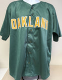 Jose Canseco Signed Autographed Oakland Green Lifetime Stats Baseball Jersey - Beckett BAS