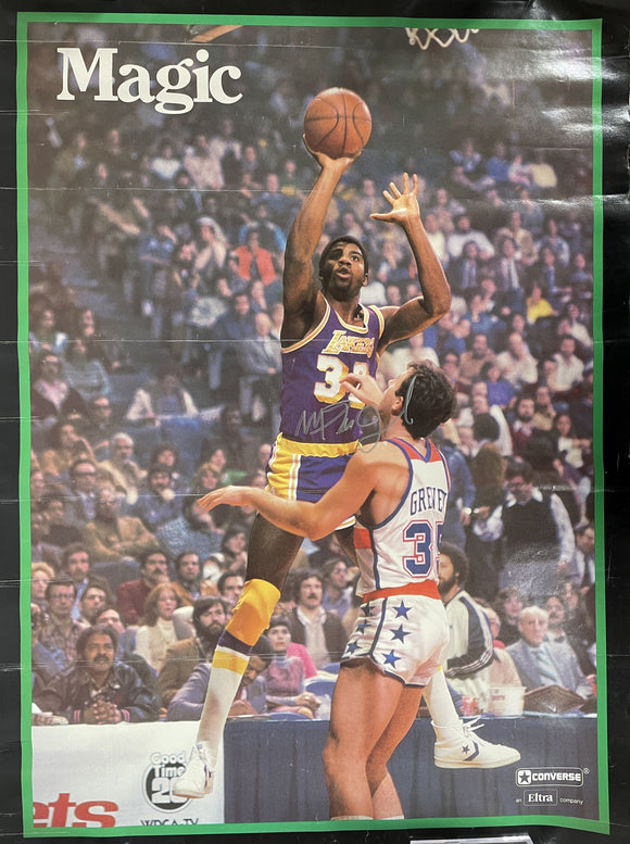 Magic Johnson Signed Autographed Large Wall Poster Los Angeles Lakers - COA Matching Holograms