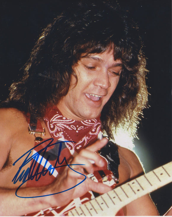 Eddie Van Halen Signed Autographed Glossy 8x10 Photo - COA Matching Holograms