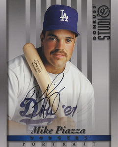 Mike Piazza Signed Autographed 1997 Donruss Studio 8x10 Photo Los Angeles Dodgers - COA Matching Holograms