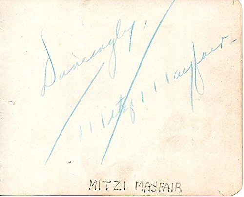 Mitzi Mayfair (d. 1976) Signed Autographed Vintage Autograph Page
