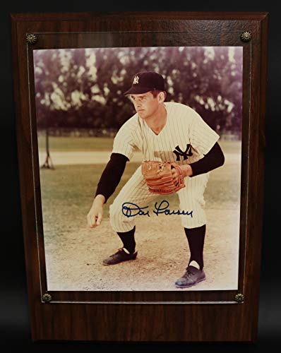 Don Larsen Signed Autographed Glossy 8x10 Photo in Heavy Wood Plaque - COA Matching Holograms