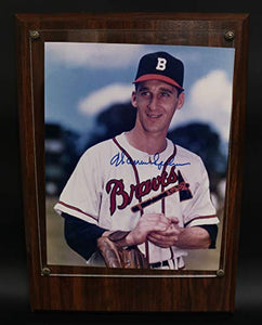 Warren Spahn Signed Autographed Glossy 8x10 Photo in Heavy Wood Plaque - COA Matching Holograms