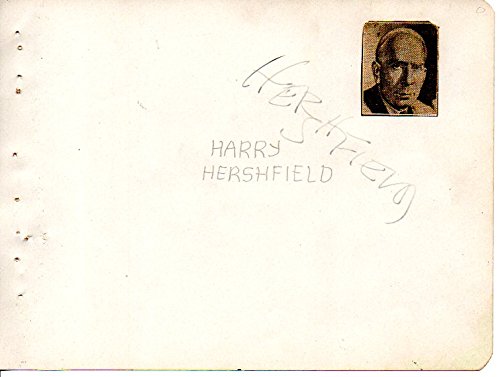 Harry Hershfield (d. 1974) Signed Autographed Vintage Autograph Page