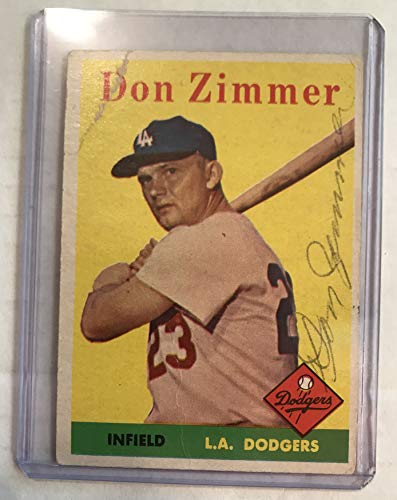 Don Zimmer (d. 2014) Signed Autographed 1958 Topps Baseball Card - Los Angeles Dodgers