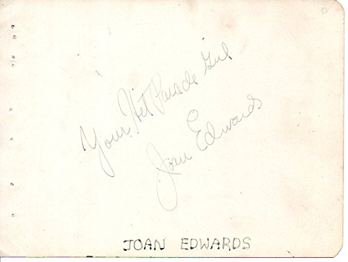 Joan Edwards (d. 2006) Signed Autographed Vintage Autograph Page