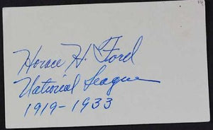 Horace 'Hod' Ford (1887 - 1977) Autographed Vintage 3x5 Index Card (JSA Certified)