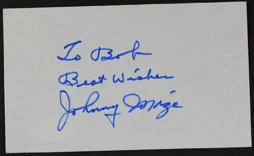 Johnny Mize Autographed Vintage 3x5 Index Card (JSA COA)