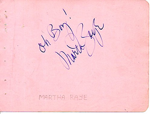 Martha Raye (d. 1994) Signed Autographed Vintage Autograph Page