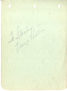 Verna Hillie (d. 1997) Signed Autographed 'To Stanley' Vintage 1930's Autograph Page