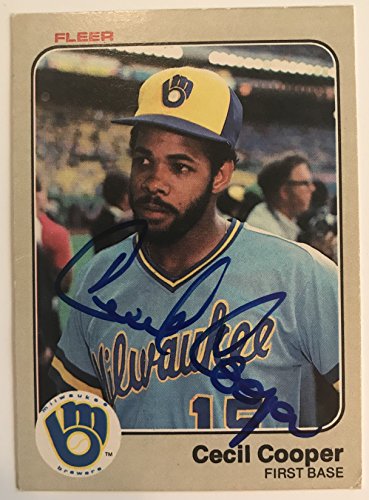 Cecil Cooper Signed Autographed 1983 Fleer Baseball Card - Milwaukee Brewers