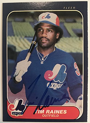 Tim Raines Signed Autographed 1986 Fleer Baseball Card - Montreal Expos