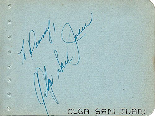 Olga San Juan (d. 2009) Signed Autographed Vintage Autograph Album Page