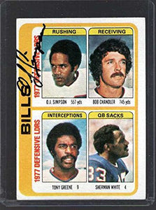 O.J. Simpson Signed Autographed 1979 Topps Leaders Football Card - Buffalo Bills