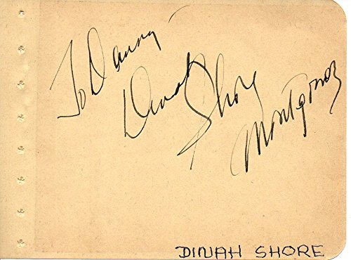 Dinah Shore (d. 1994) Signed Autographed Vintage Autograph Album Page - COA Matching Holograms