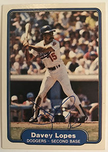 Davey Lopes Signed Autographed 1982 Fleer Baseball Card - Los Angeles Dodgers