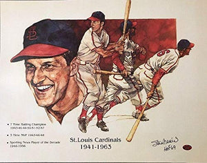 Stan Musial Signed Autographed 14x18 Lithograph w/ HOF Inscription - Stan Musial COA
