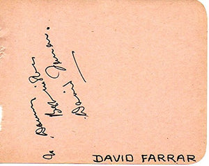 David Farrar (d. 1995) Signed Autographed Vintage Autograph Page - COA Matching Holograms